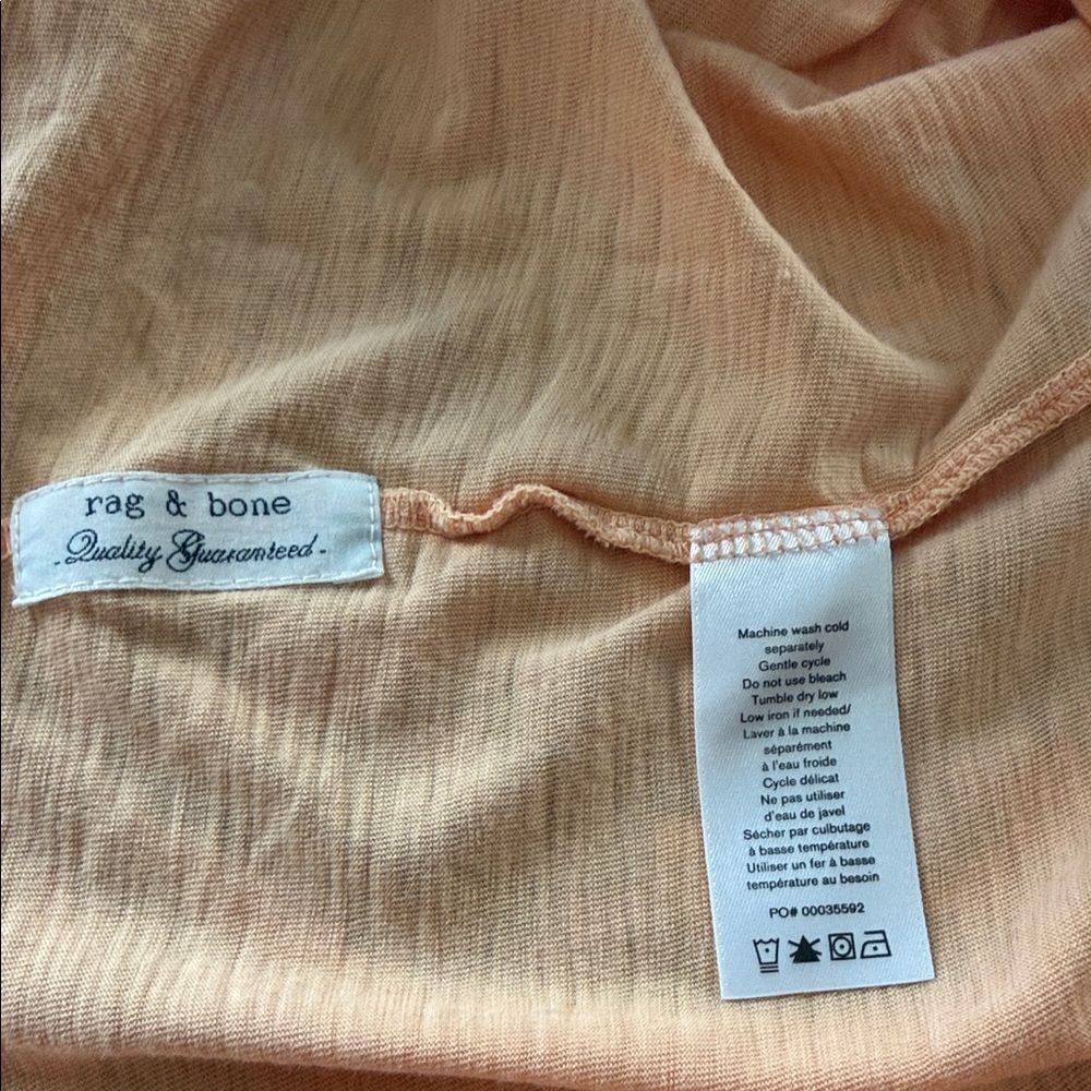rag & bone Pima Cotton Slub Tee Medium Peach Apricot Crew Neck Short Sleeve - Picture 10 of 11